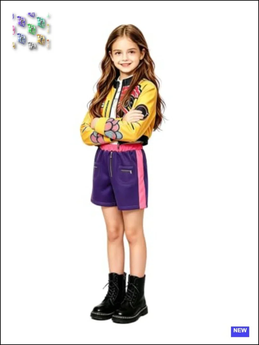 Girls Halloween Costume 3PC Set Stage Outfit Dance Party Dress Up Jacket Vest